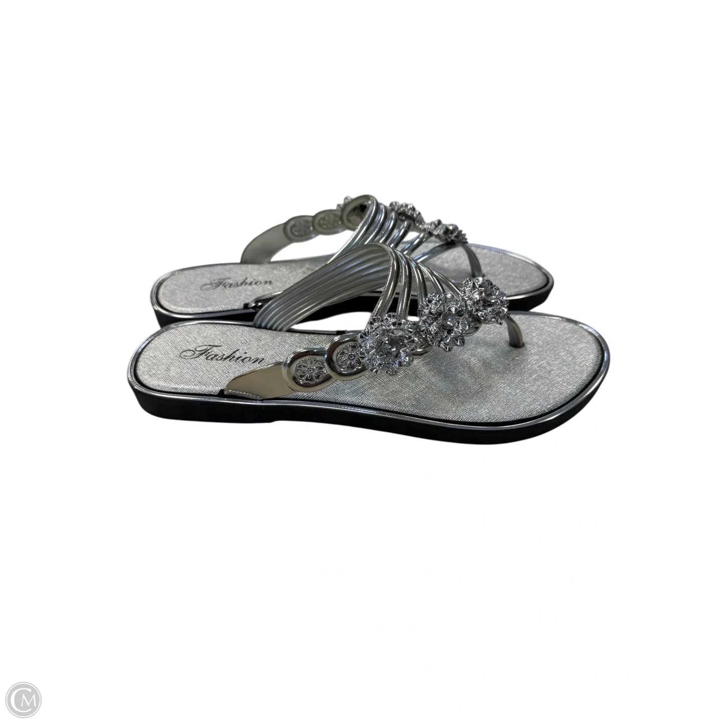 Sandals Flip Flops By Clothes Mentor In Silver, Size: 7