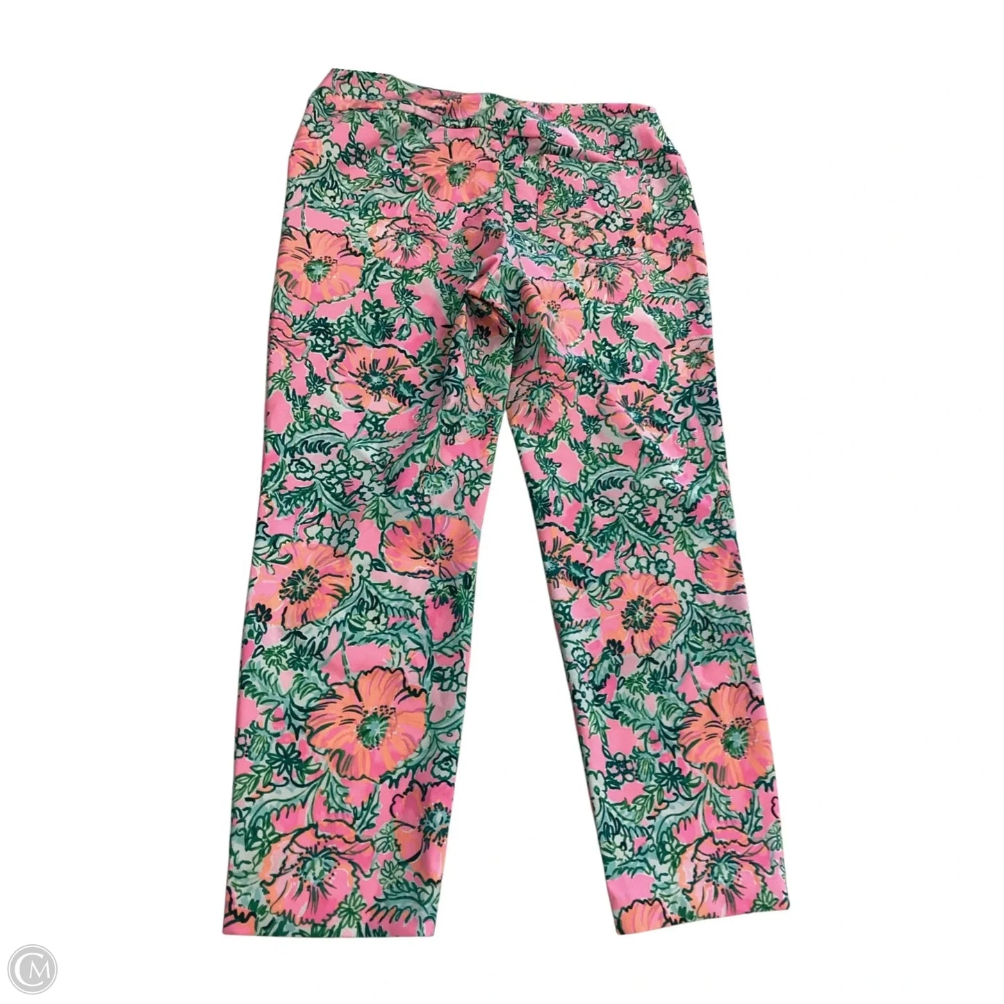 Capris Designer By Lilly Pulitzer In Green & Pink, Size: 10