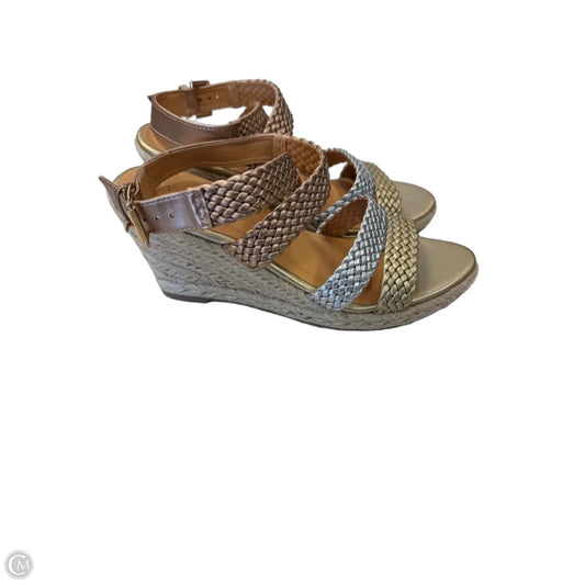 Sandals Heels Wedge By Wanted In Gold & Silver, Size: 8