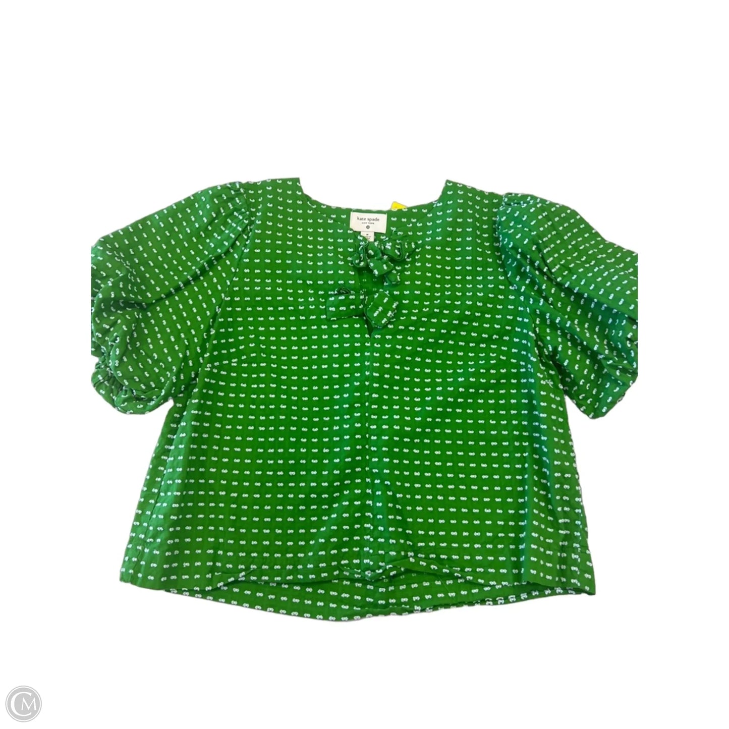 Top Short Sleeve Designer By Kate Spade In Green & White, Size: M