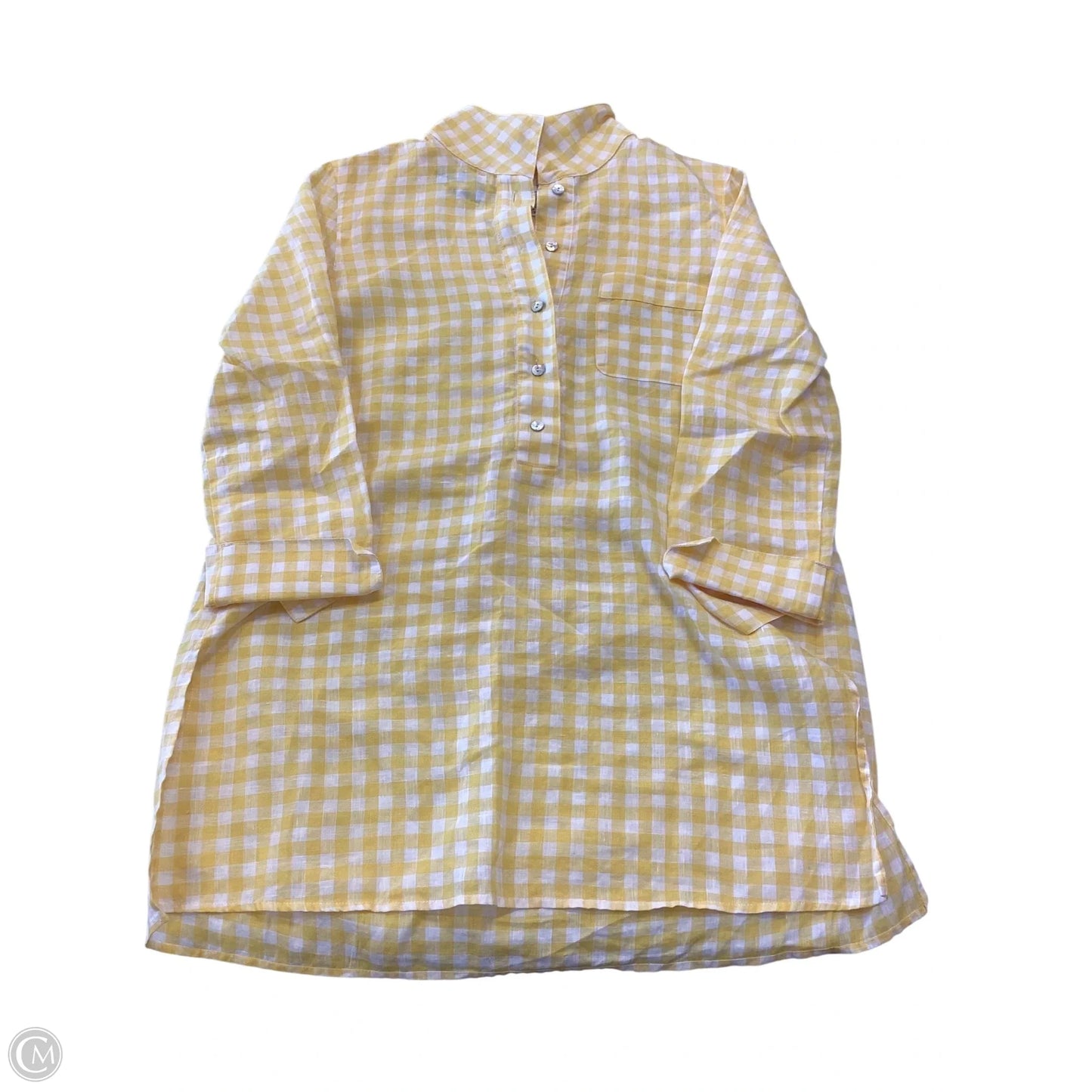 Top 3/4 Sleeve By Clothes Mentor In Tan & White, Size: S