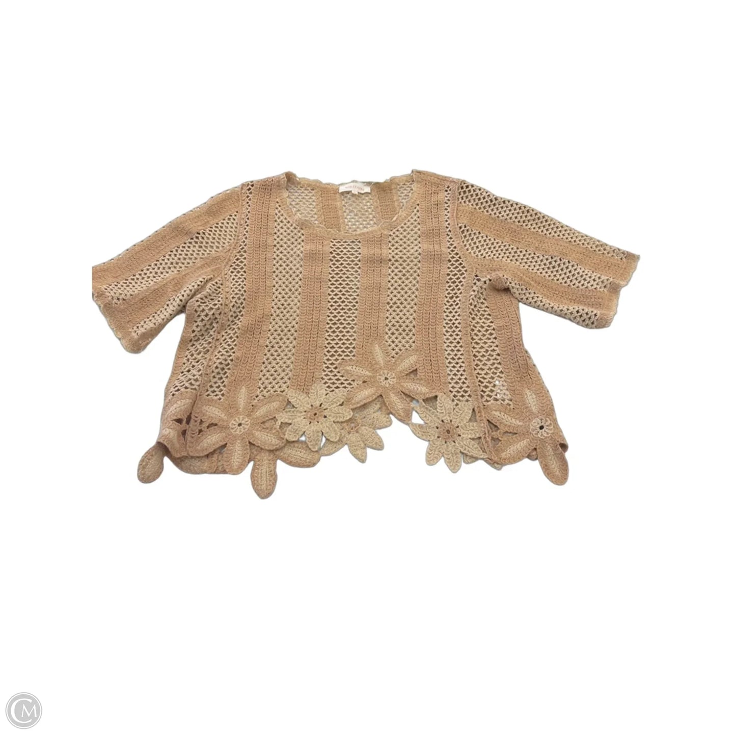 Top Short Sleeve By Solitaire In Tan, Size: L