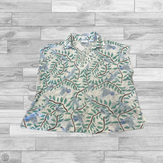 Top Short Sleeve By Cynthia Rowley In Cream & Green, Size: L