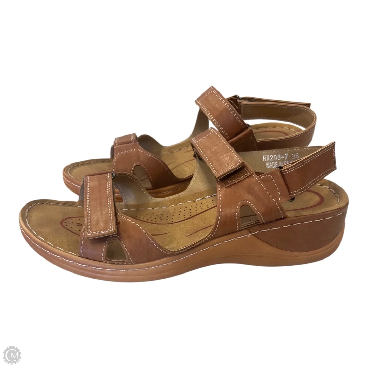 Sandals Heels Wedge By Clothes Mentor In Tan, Size: 6.5