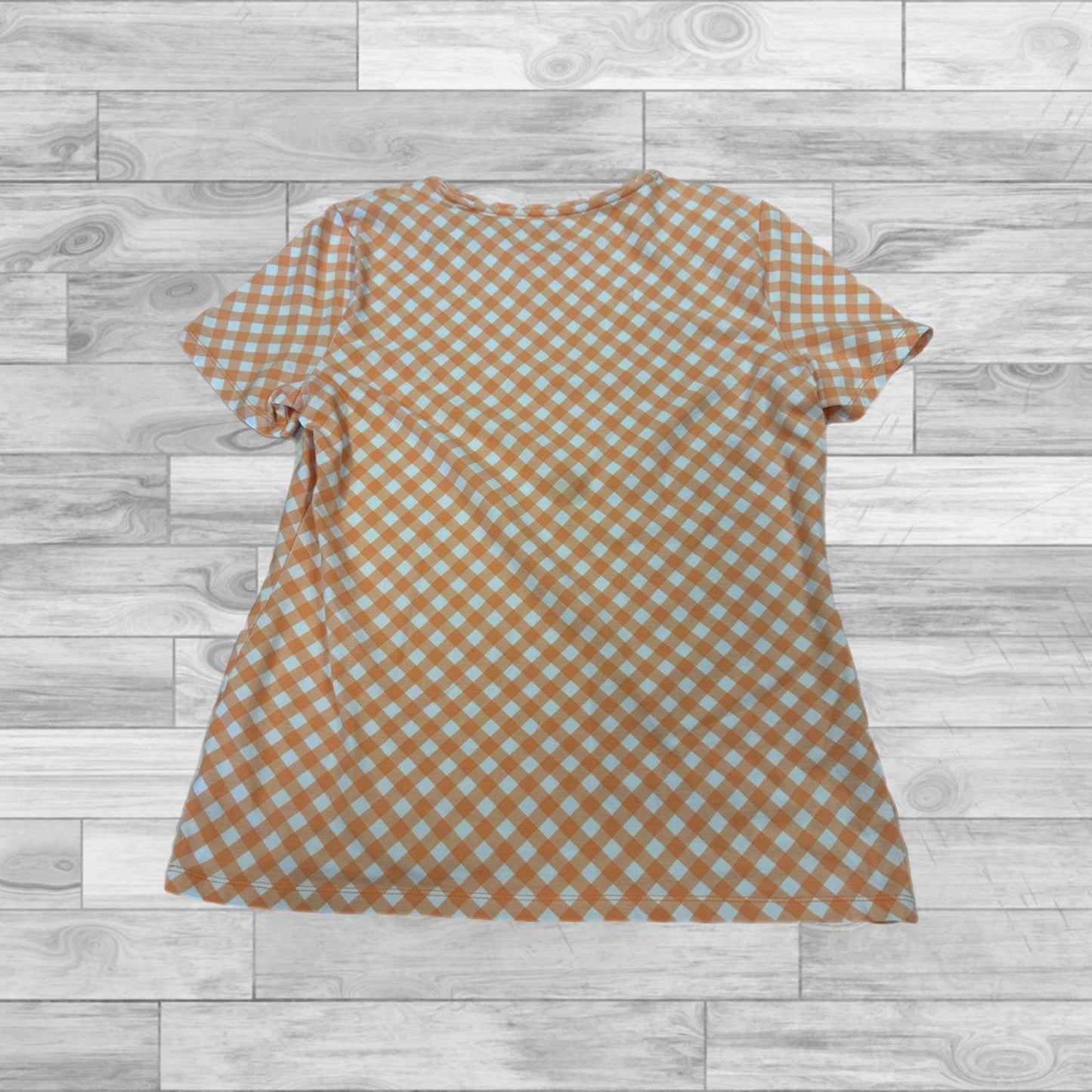 Top Short Sleeve Basic By Talbots In Checked, Size: M
