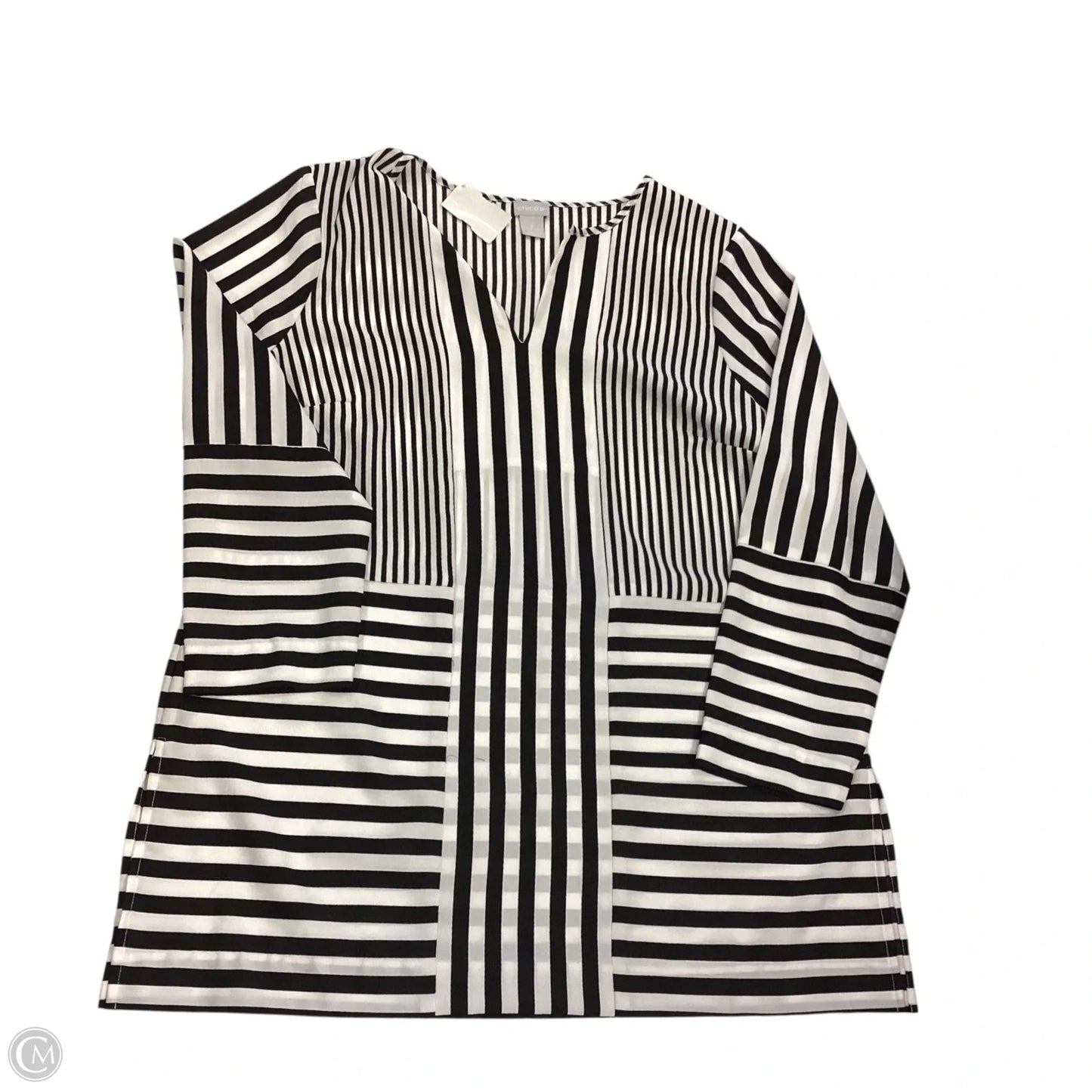 Top Long Sleeve By Chicos In Black & White, Size: 2