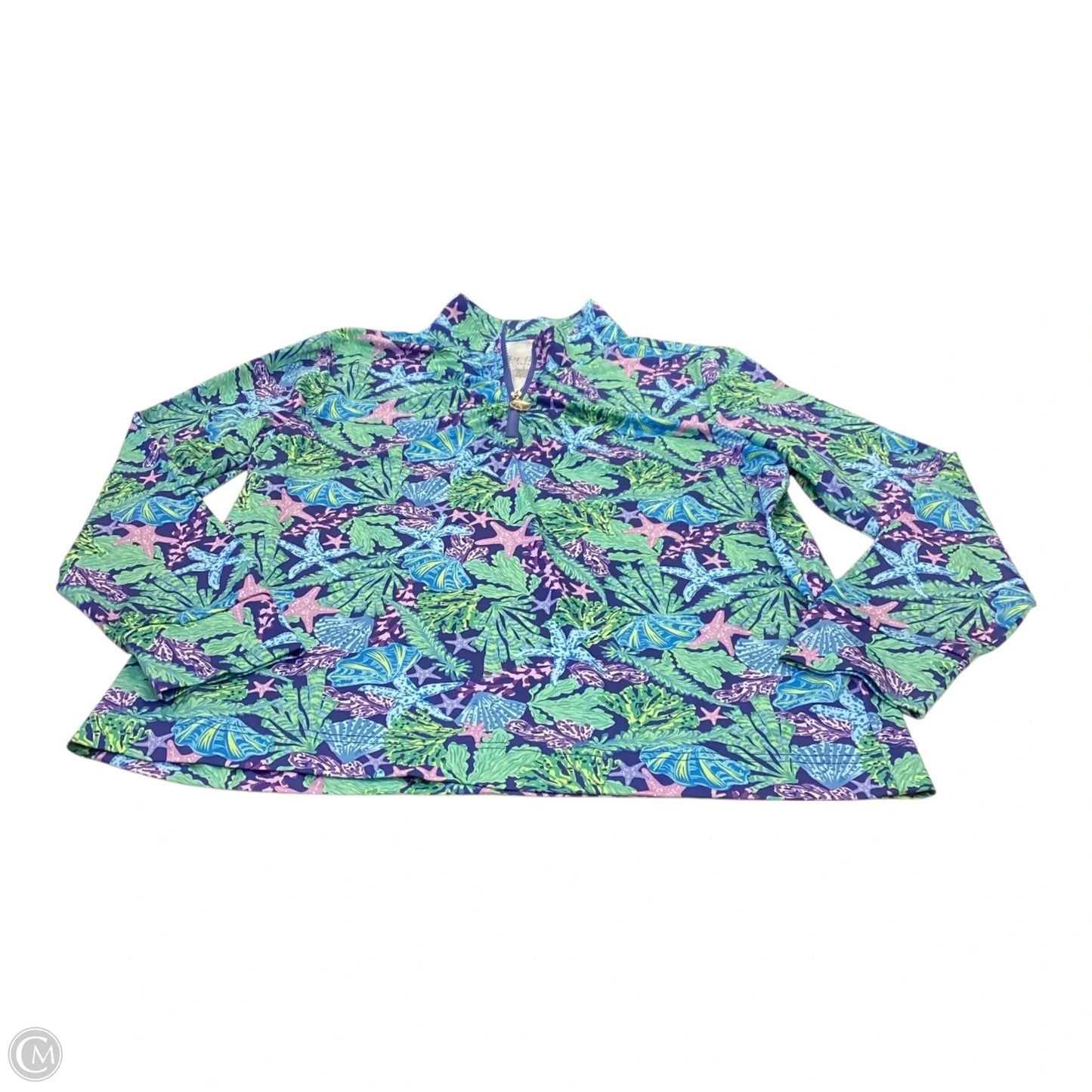 Athletic Top Long Sleeve Collar By Cmc In Multi-colored, Size: L