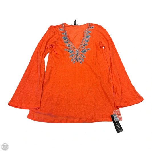 Top Long Sleeve By Inc In Orange, Size: M