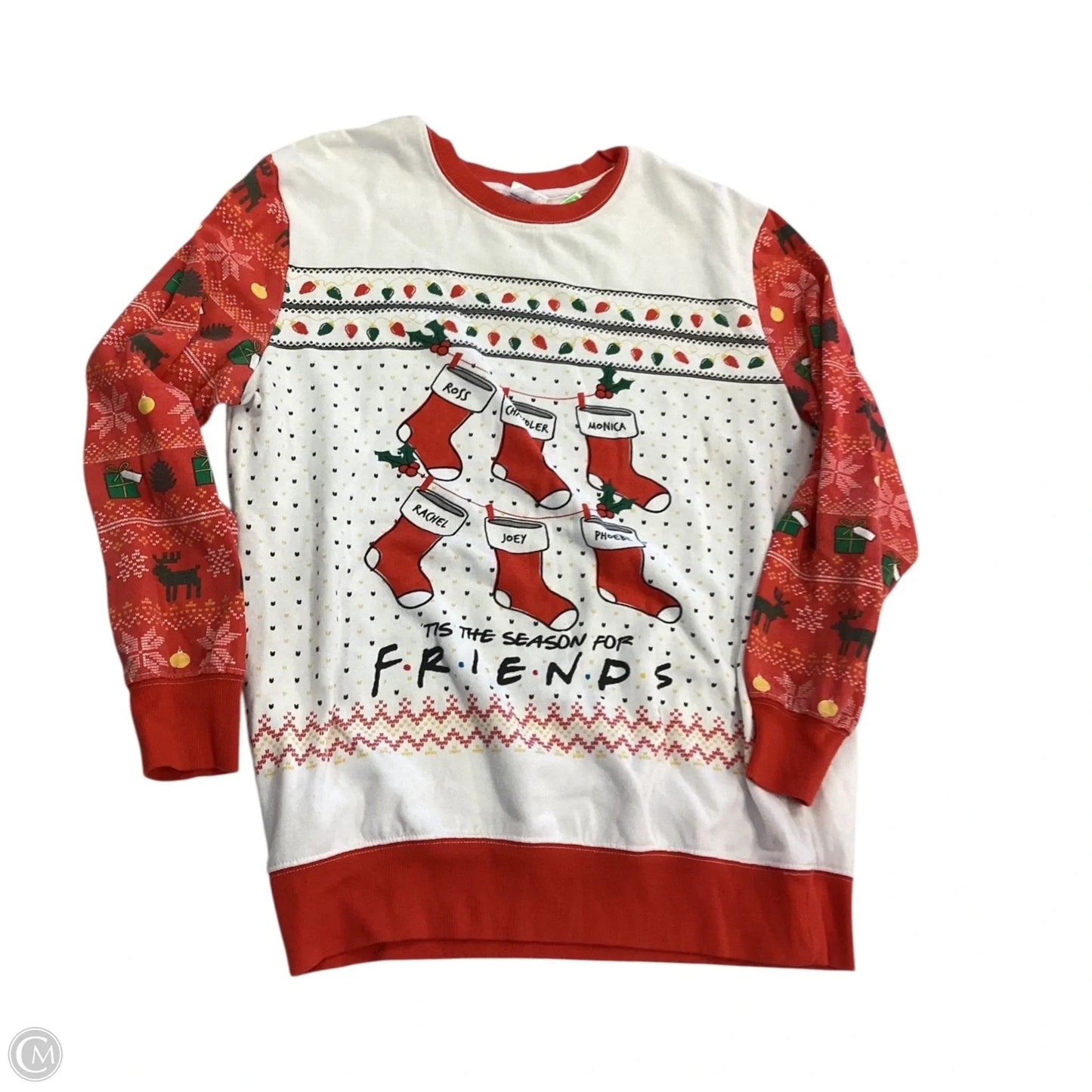 Sweater By Clothes Mentor In Red & White, Size: M