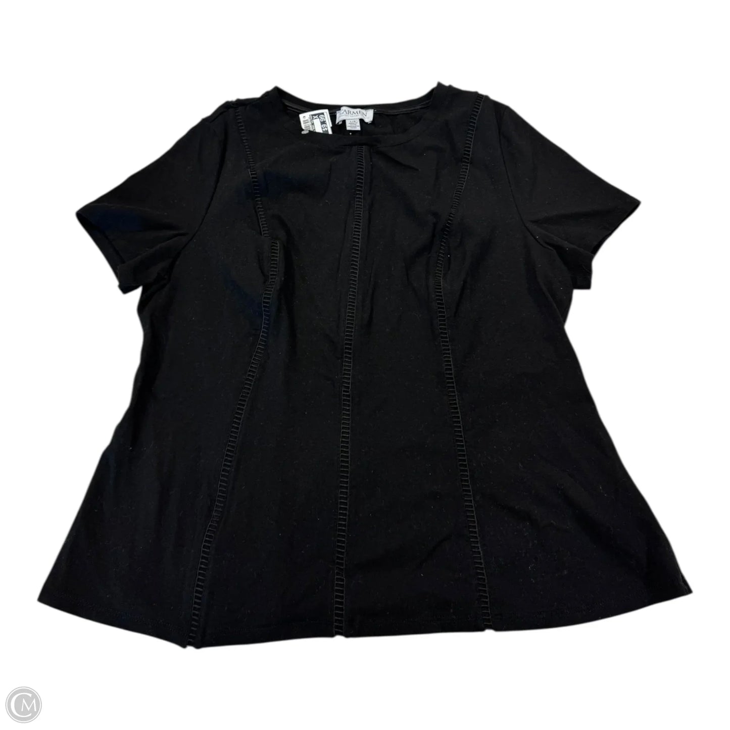 Top Short Sleeve By Carmen By Carmen Marc Valvo In Black, Size: L