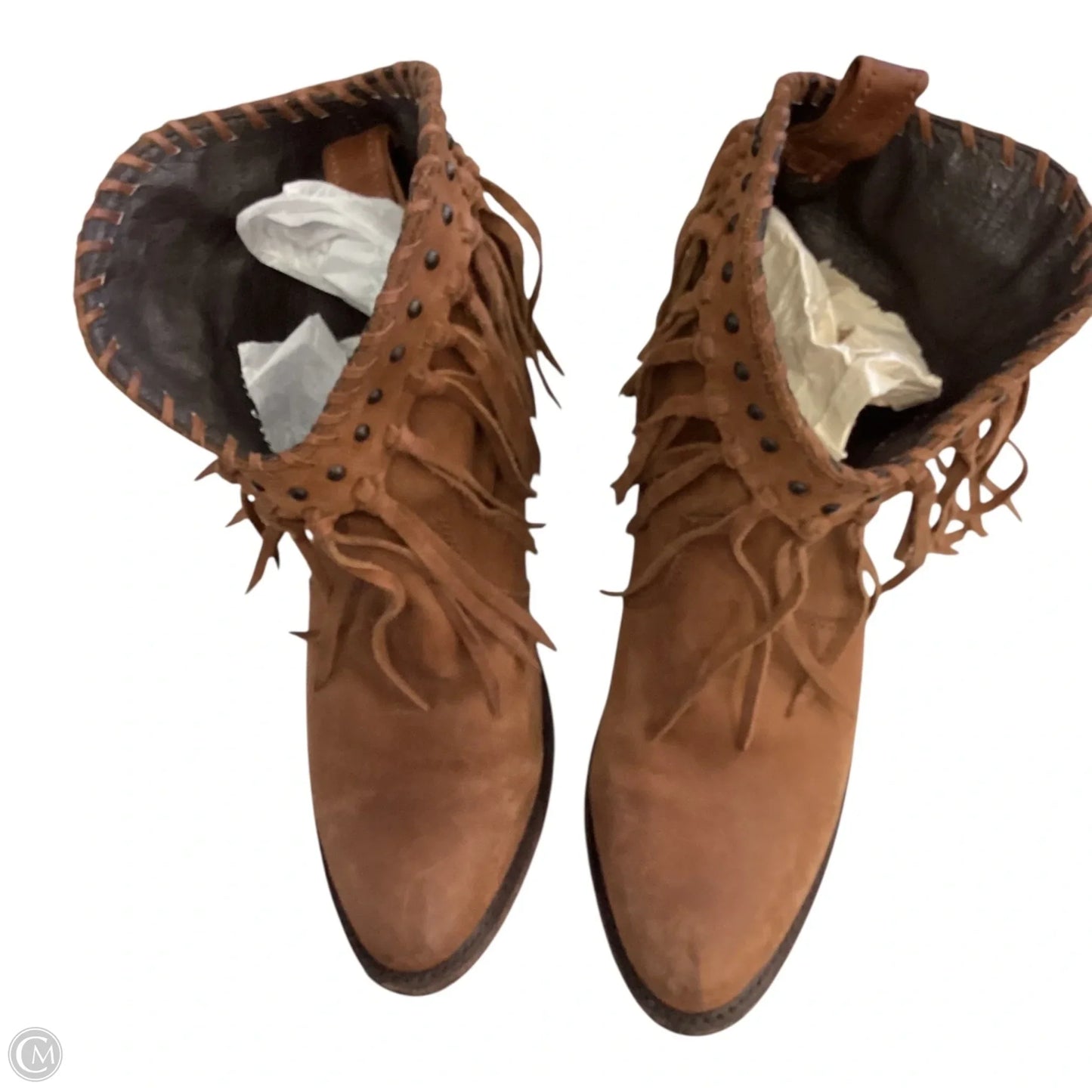 Boots Ankle Heels By Cmb In Brown, Size: 10