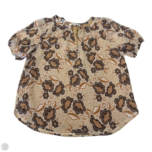 Blouse Short Sleeve By Loft In Brown, Size: M