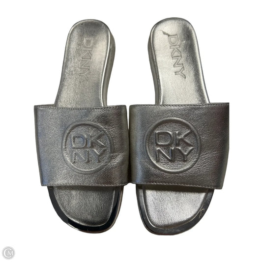 Sandals Flats By Dkny In Silver, Size: 8.5