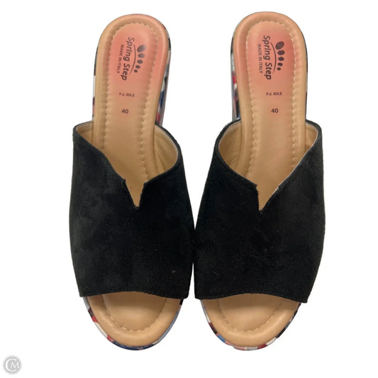 Sandals Heels Wedge By Spring Step In Black, Size: 9
