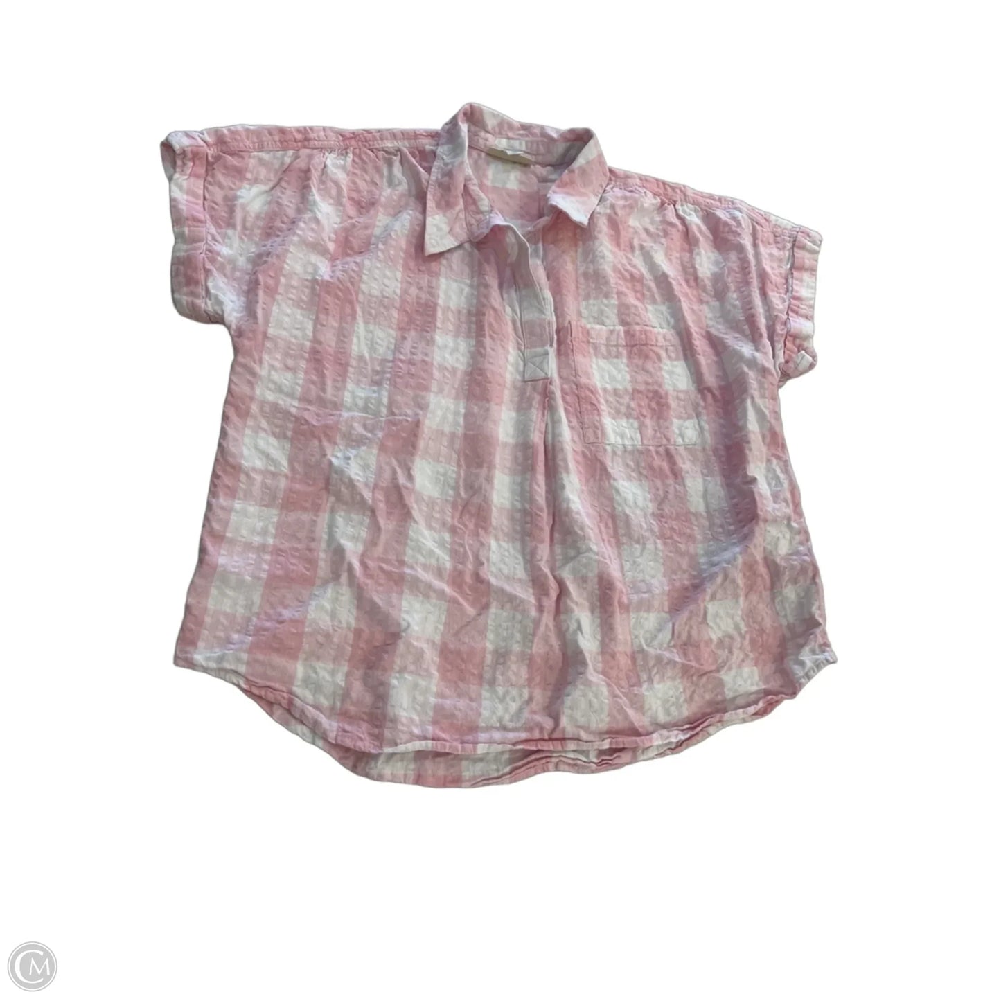 Top Short Sleeve By Style And Company In Pink & White, Size: Xlp