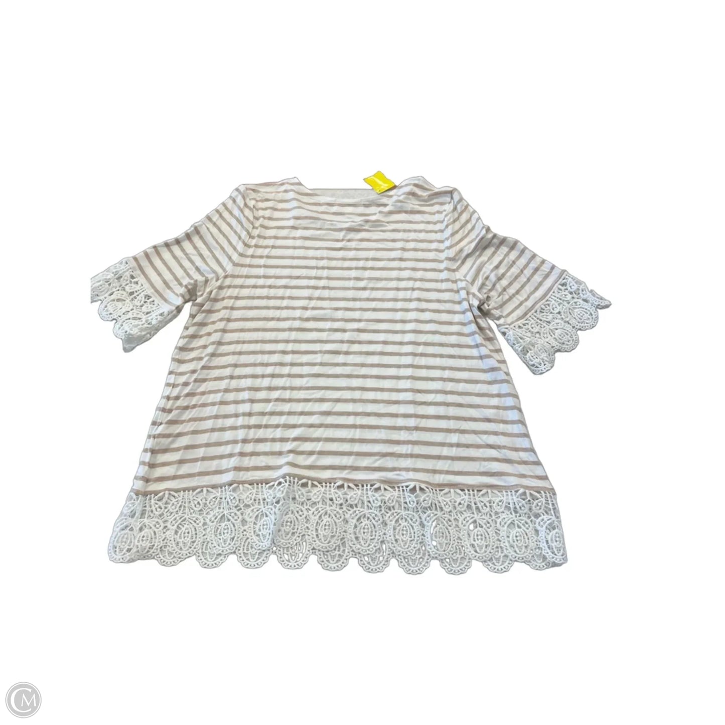 Top Short Sleeve By Kim & Cami In Striped Pattern, Size: L