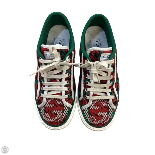 Shoes Luxury Designer By Gucci In Green & Red, Size: 7