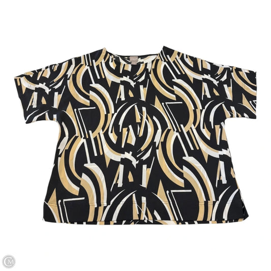 Top Short Sleeve By Chicos In Black & Cream, Size: 1 (M)