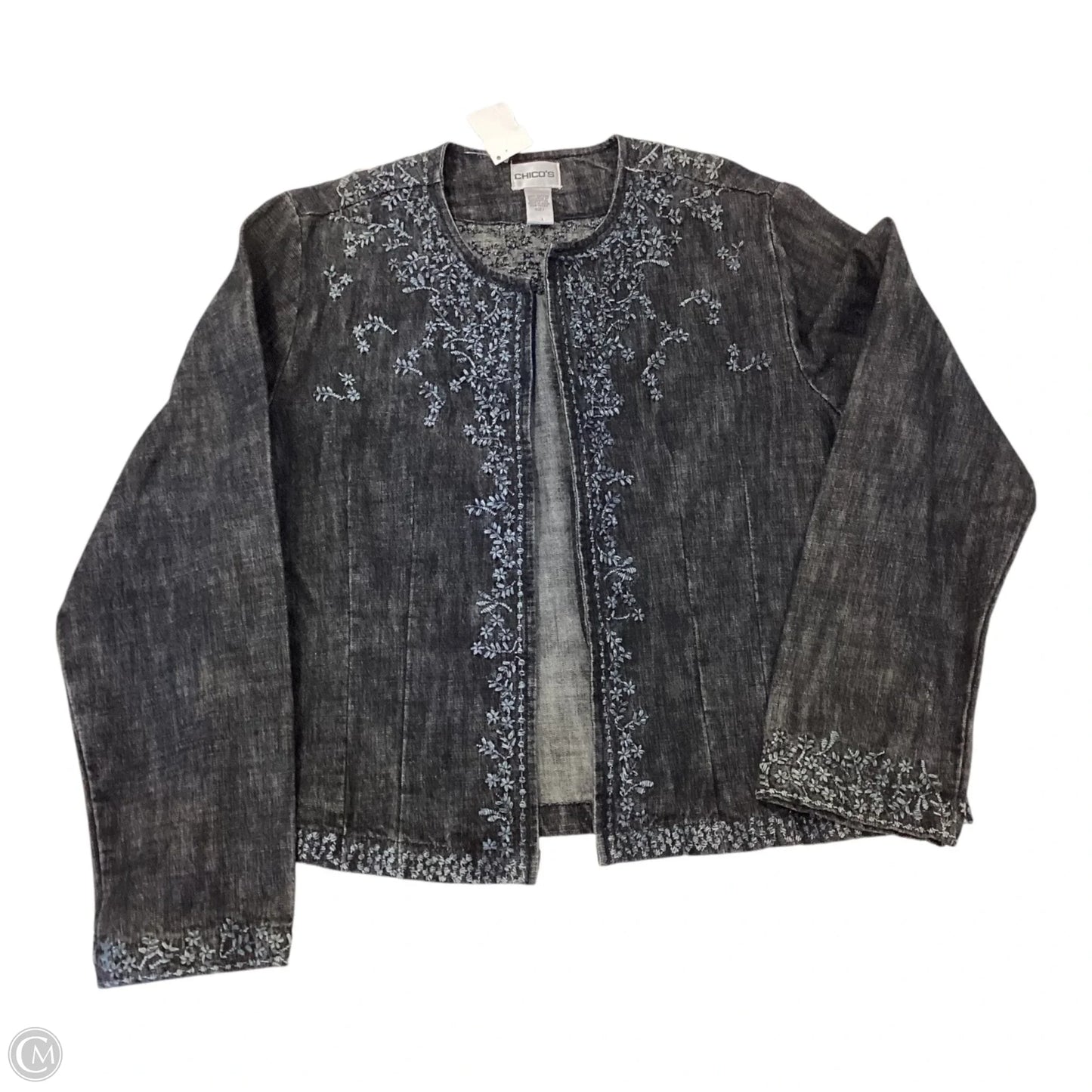 Jacket Denim By Chicos In Blue Denim, Size: 1 medium