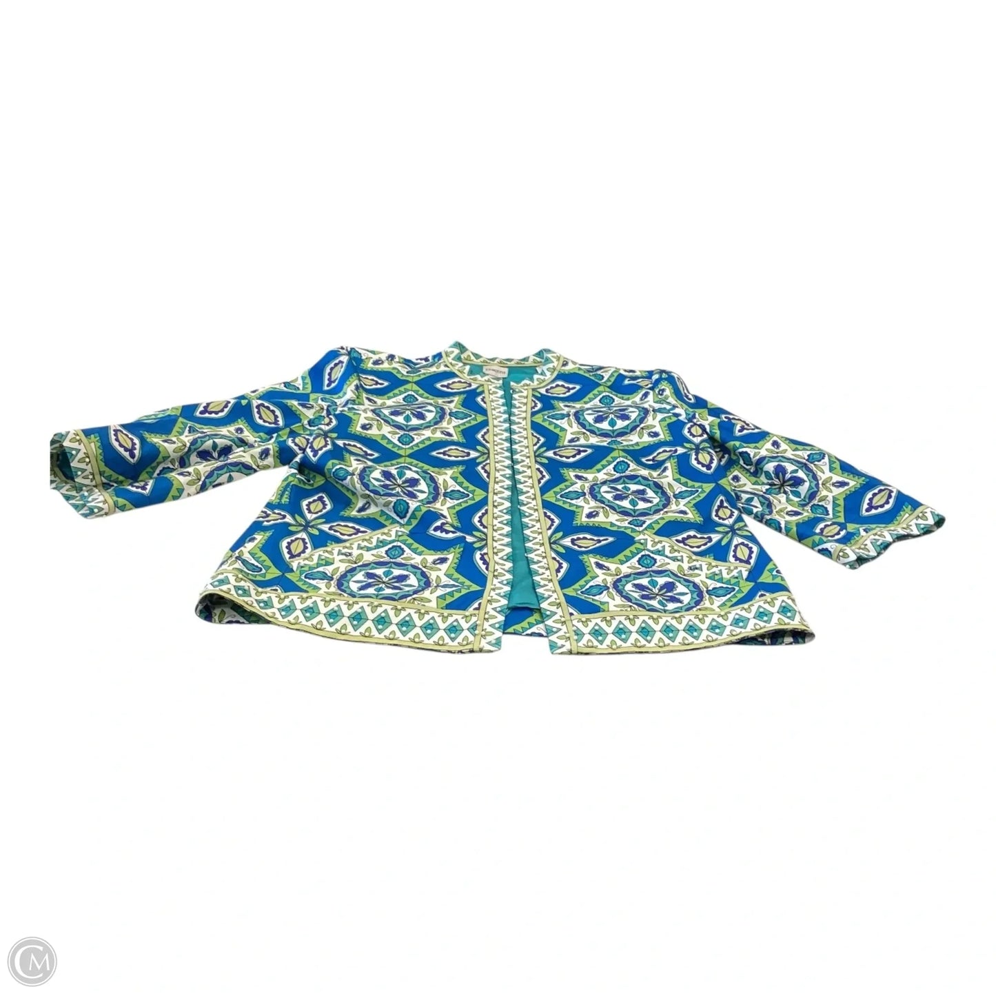 Blazer By Chicos In Blue & Green, Size: 3 (XL)