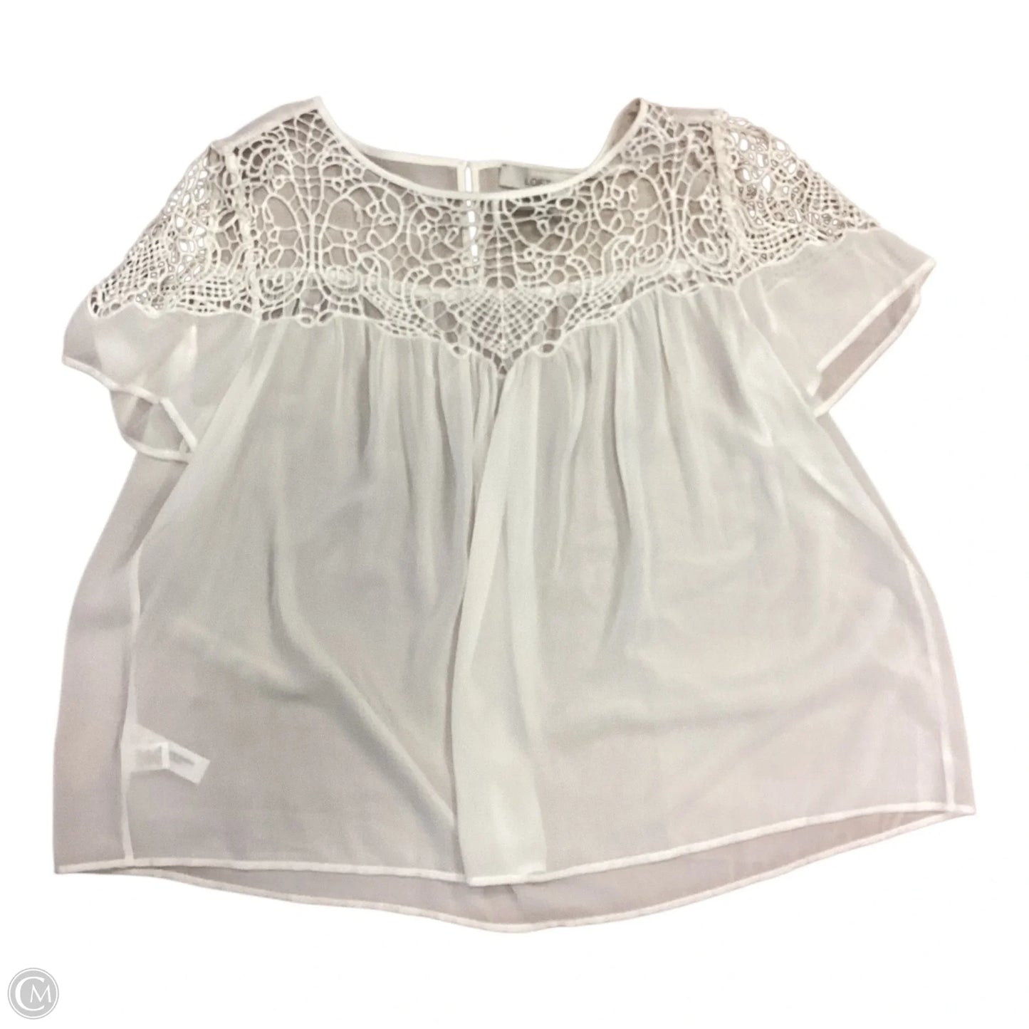 Top Short Sleeve By Loft In White, Size: L