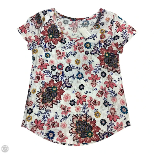 Top Short Sleeve By Loft In Floral Print, Size: Xxs