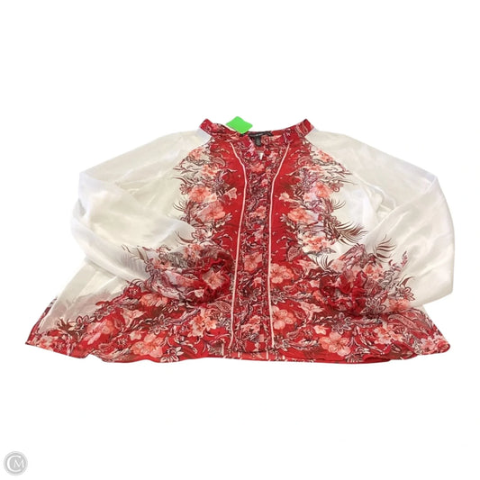 Top Long Sleeve By White House Black Market In Red & White, Size: M