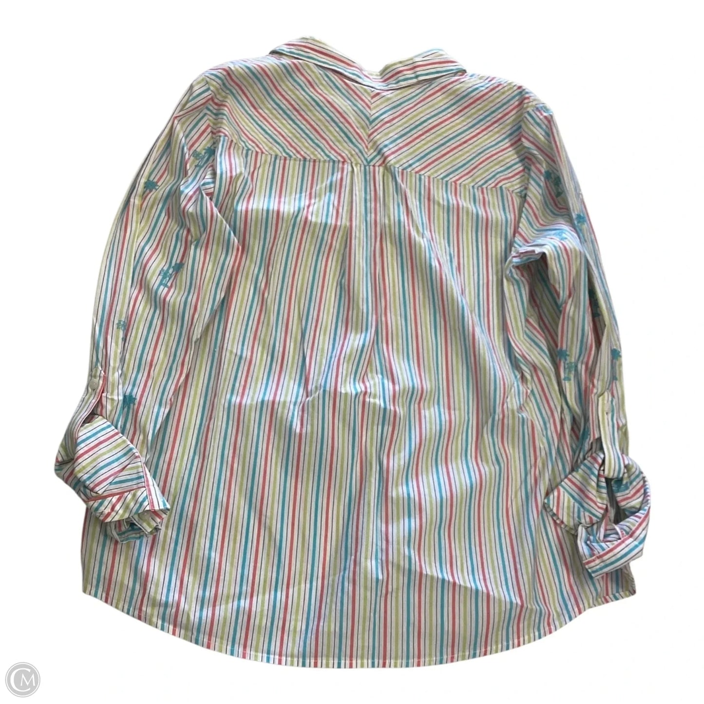 Top Long Sleeve By Rafaella In Striped Pattern, Size: L