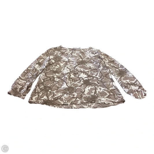 Top Long Sleeve By Chicos In Brown & White, Size: S