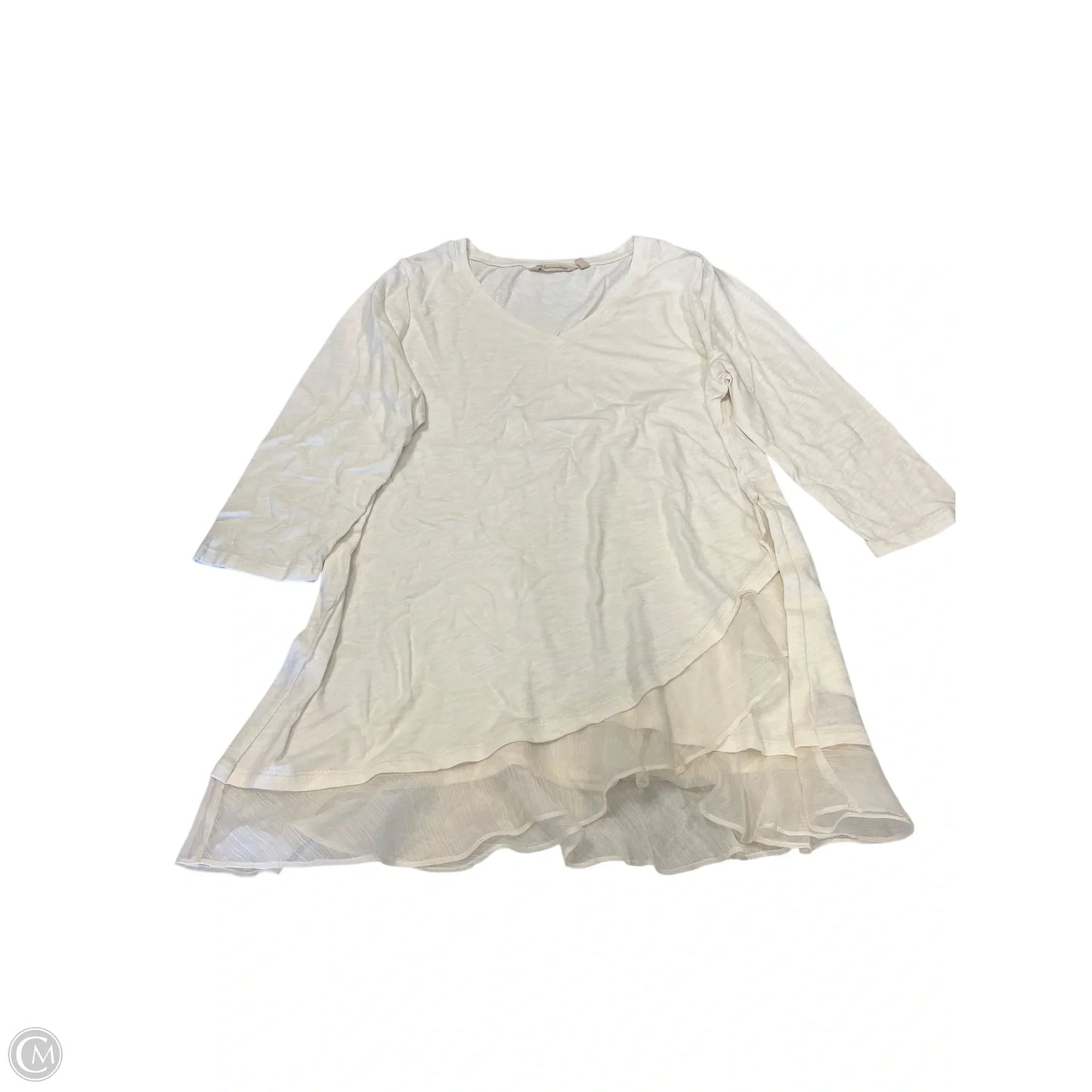 Top 3/4 Sleeve By Soft Surroundings In Cream, Size: M