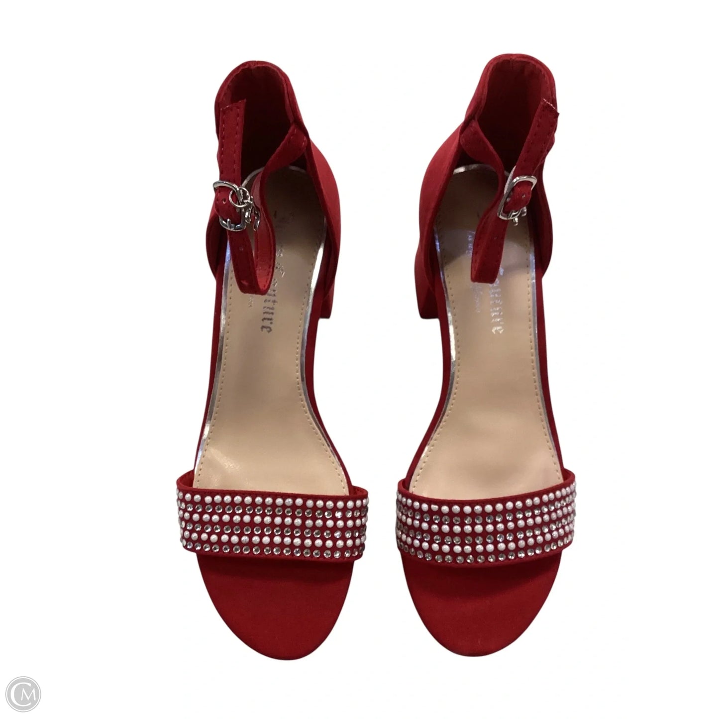 Sandals Heels Block By Juicy Couture In Red & Silver, Size: 7.5