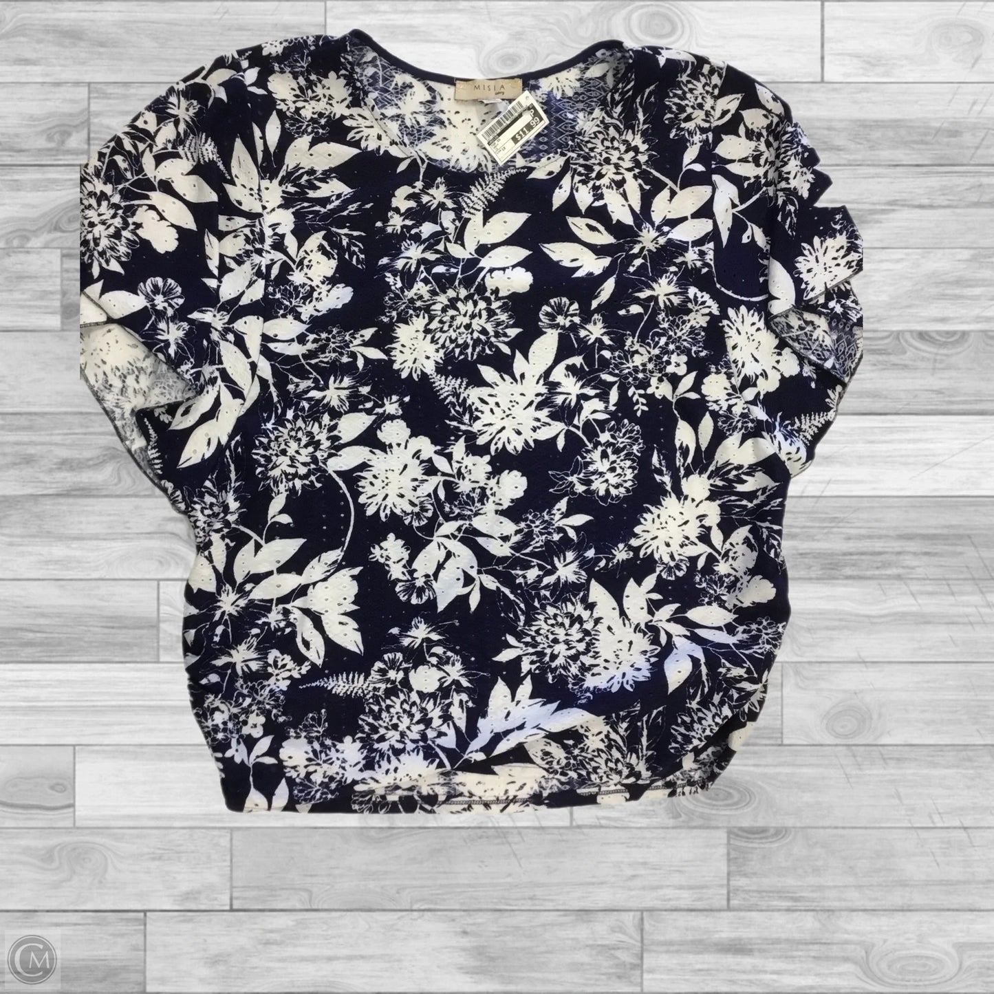 Top Short Sleeve By Misia In Navy, Size: 1x