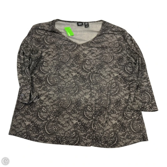 Top 3/4 Sleeve By Clothes Mentor In Grey, Size: 1x