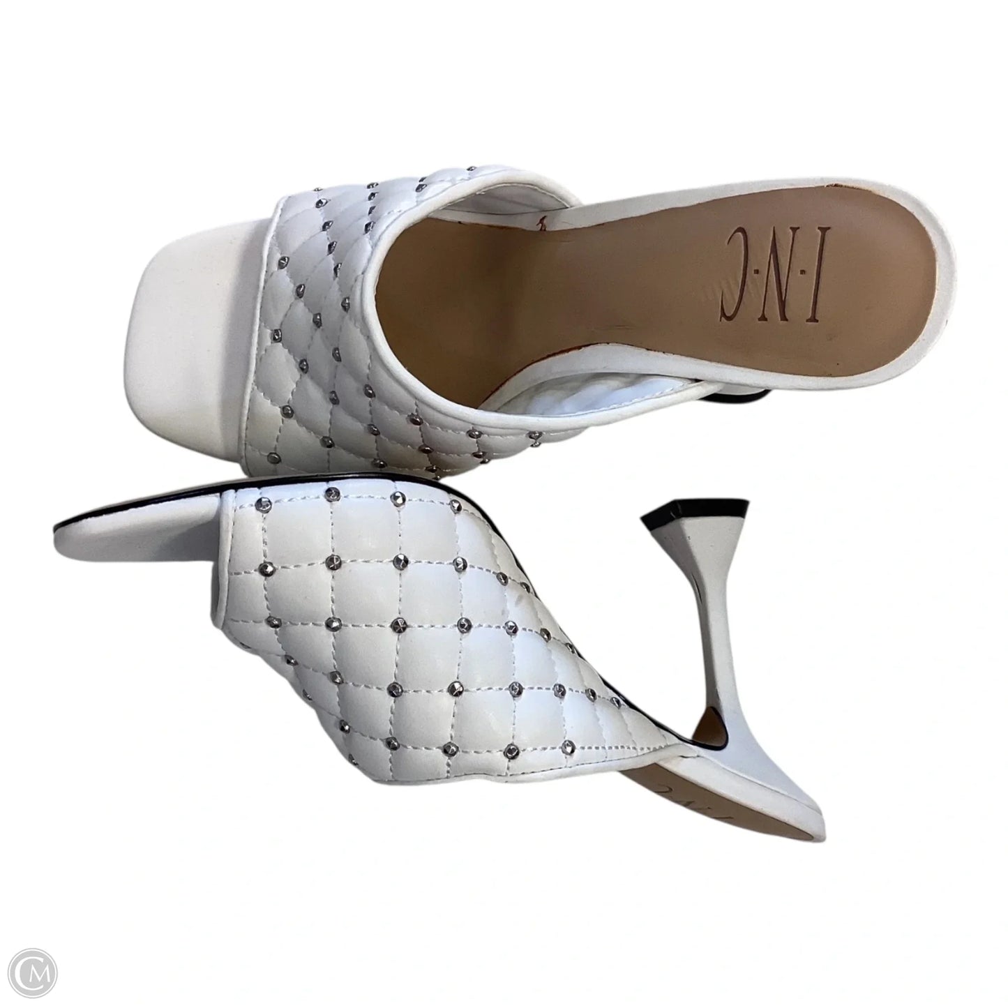 Sandals Heels Kitten By Inc In White, Size: 6.5