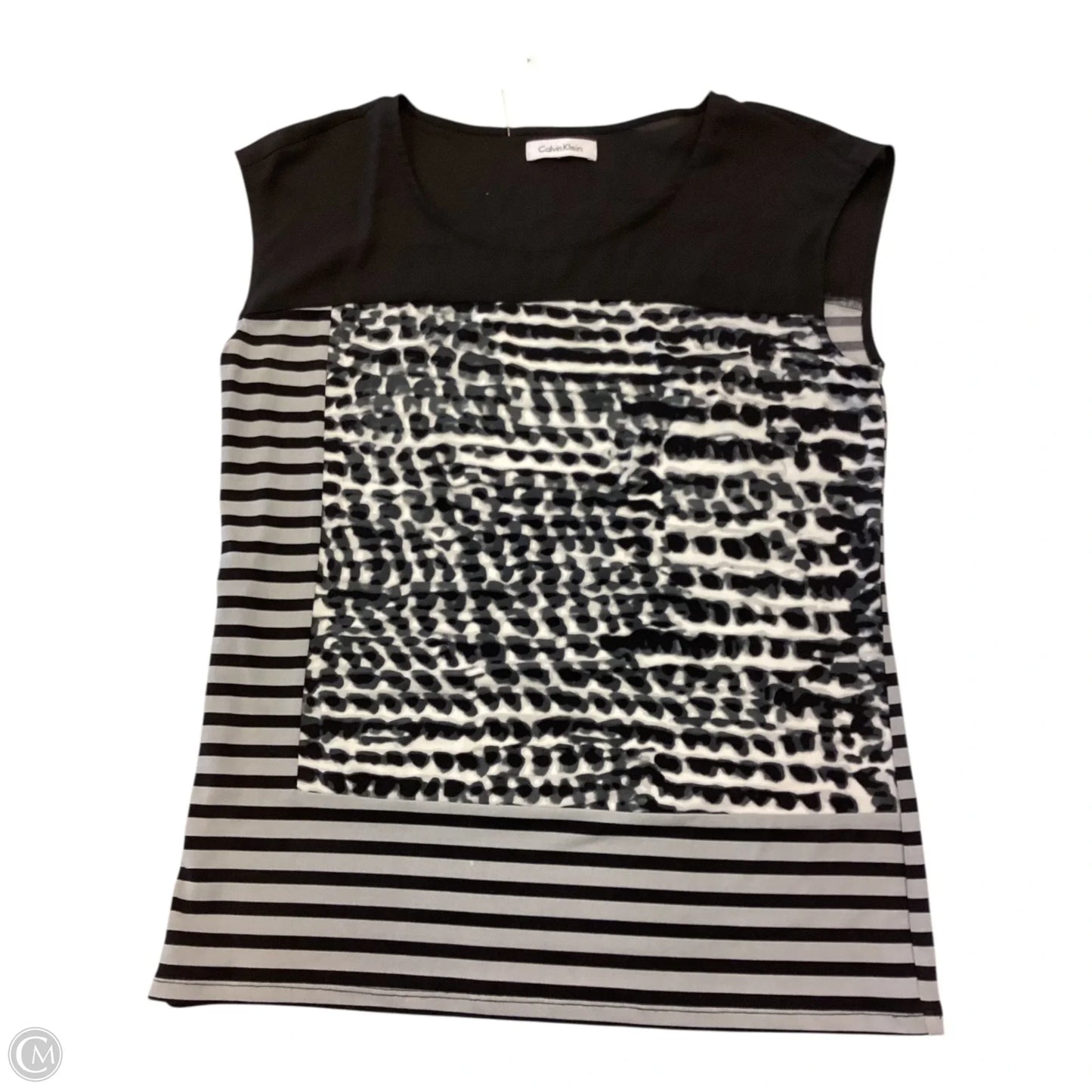 Top Short Sleeve By Calvin Klein In Black & White, Size: M