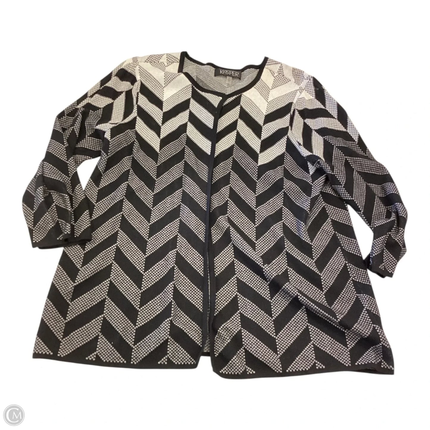 Cardigan By Kasper In Black & White, Size: Xl