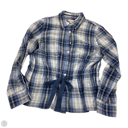 Top Long Sleeve By Cremieux In Plaid Pattern, Size: 10