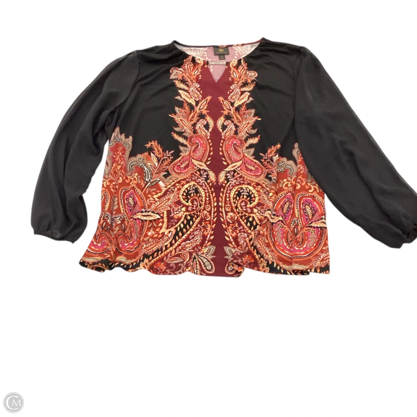 Top 3/4 Sleeve By Jm Collections In Black & Orange, Size: 3x