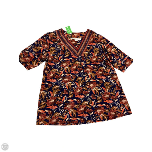 Blouse Short Sleeve By Clothes Mentor In Floral Print, Size: Lp
