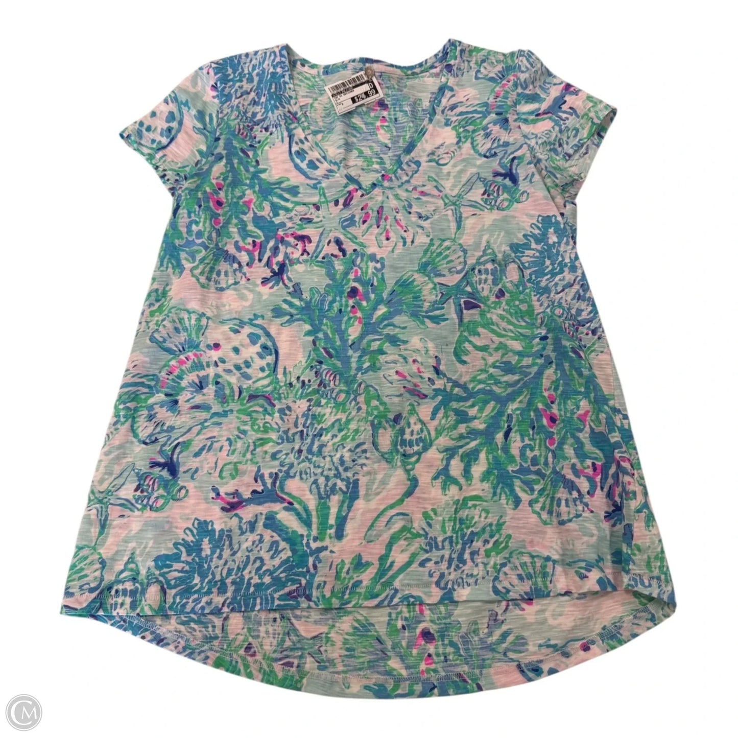 Top Short Sleeve Designer By Lilly Pulitzer In Blue, Size: S
