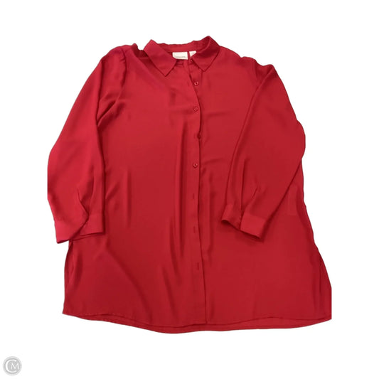 Blouse Long Sleeve By Chicos In Red, Size: L