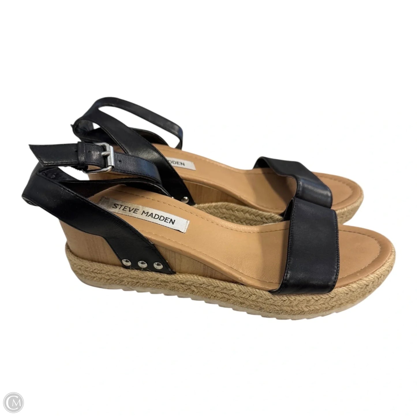 Sandals Heels Wedge By Steve Madden In Black, Size: 8