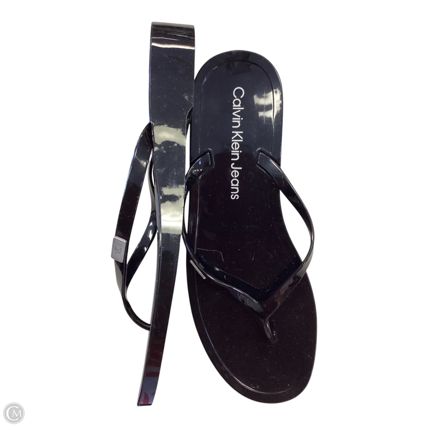 Sandals Flip Flops By Calvin Klein In Black, Size: 8.5