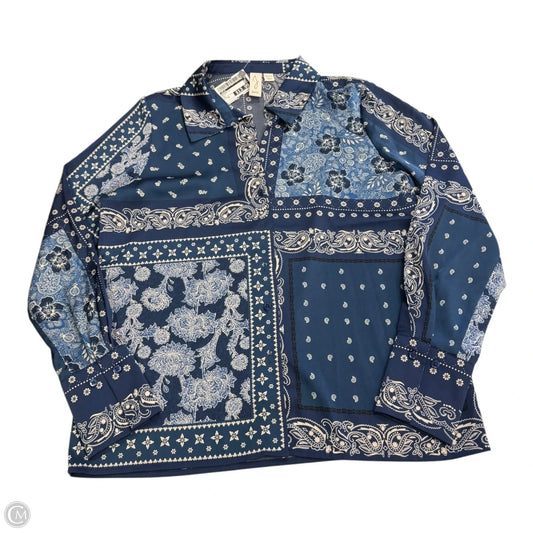 Blouse Long Sleeve By Josie In Blue, Size: Xs