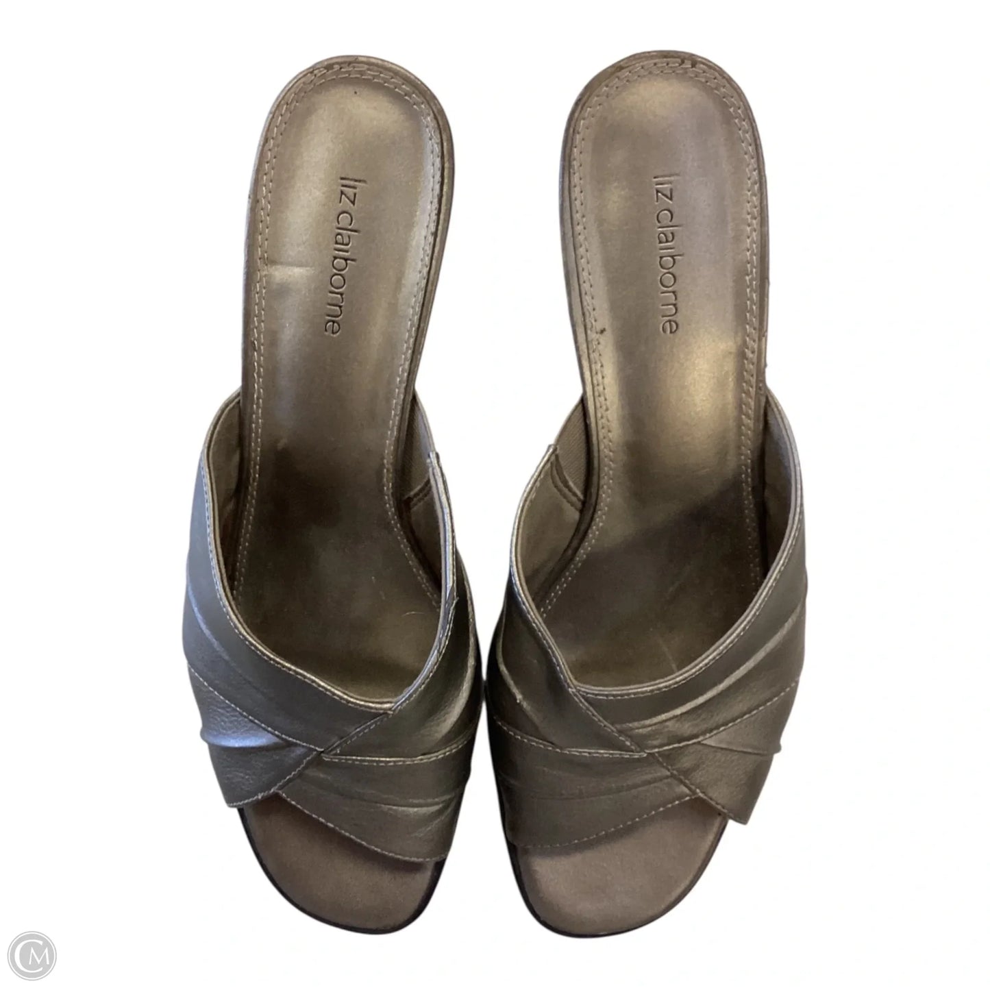 Sandals Heels Block By Liz Claiborne In Green & Grey, Size: 9.5