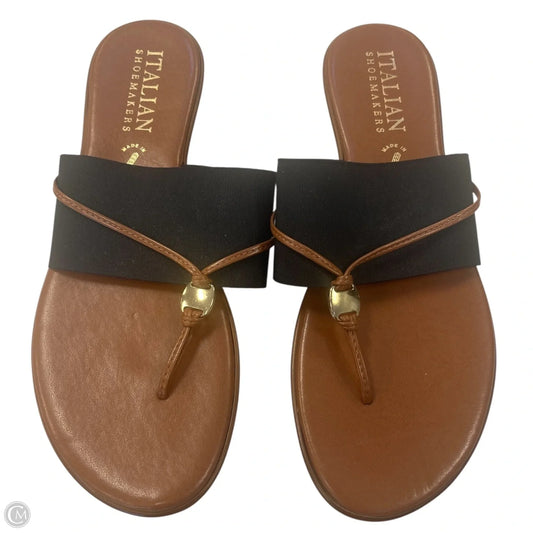 Sandals Flip Flops By Italian Shoemakers In Black, Size: 11