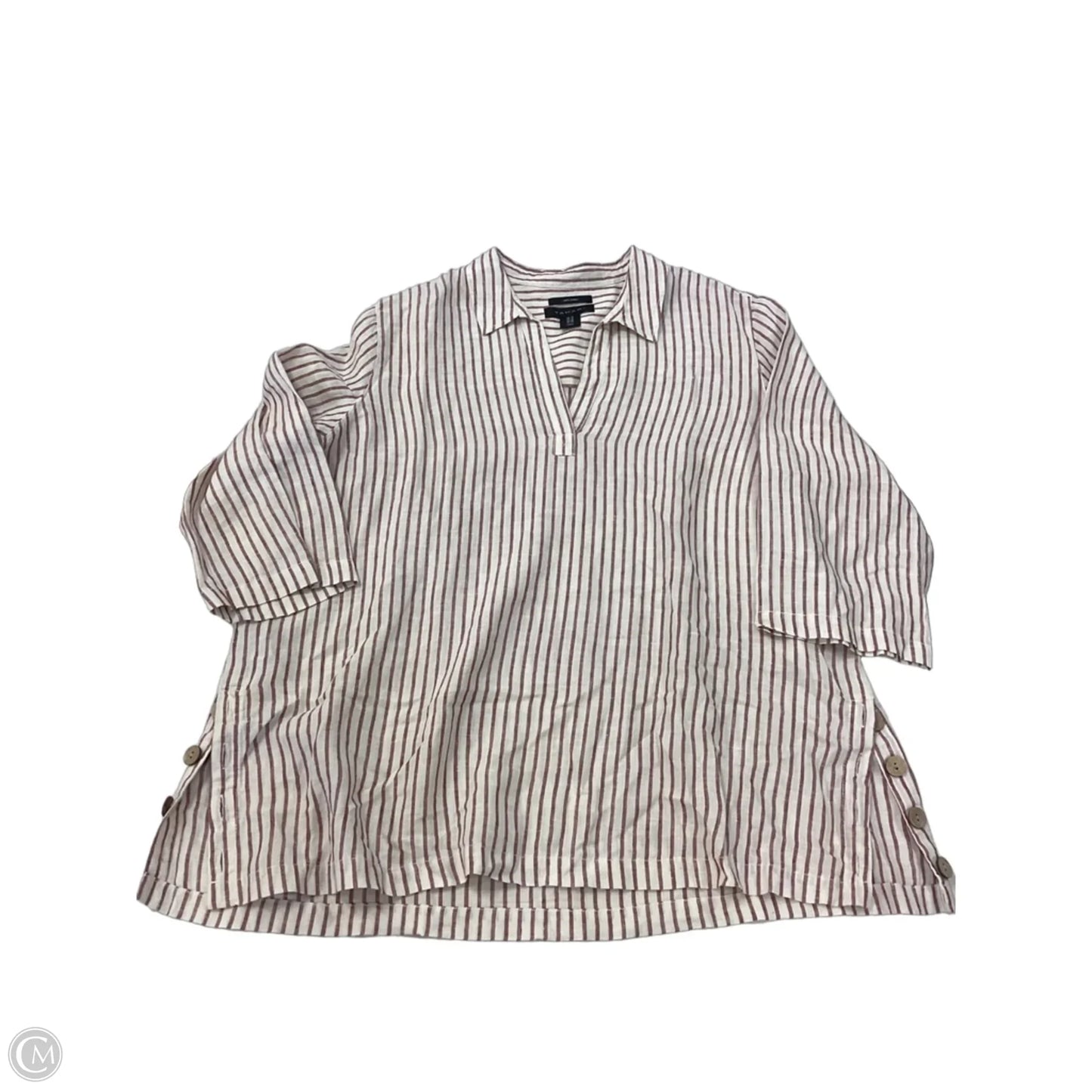 Top 3/4 Sleeve By Tahari In Striped Pattern, Size: 1x