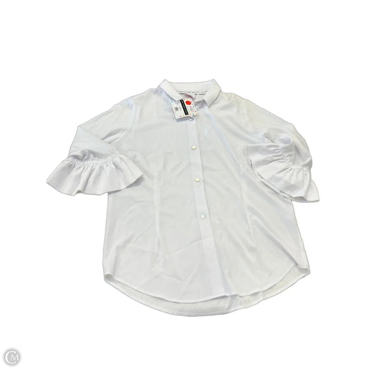 Blouse Long Sleeve By Gretchen Scott In White, Size: L