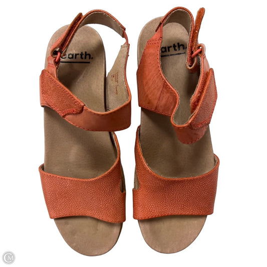 Sandals Heels Wedge By Earth In Orange, Size: 7