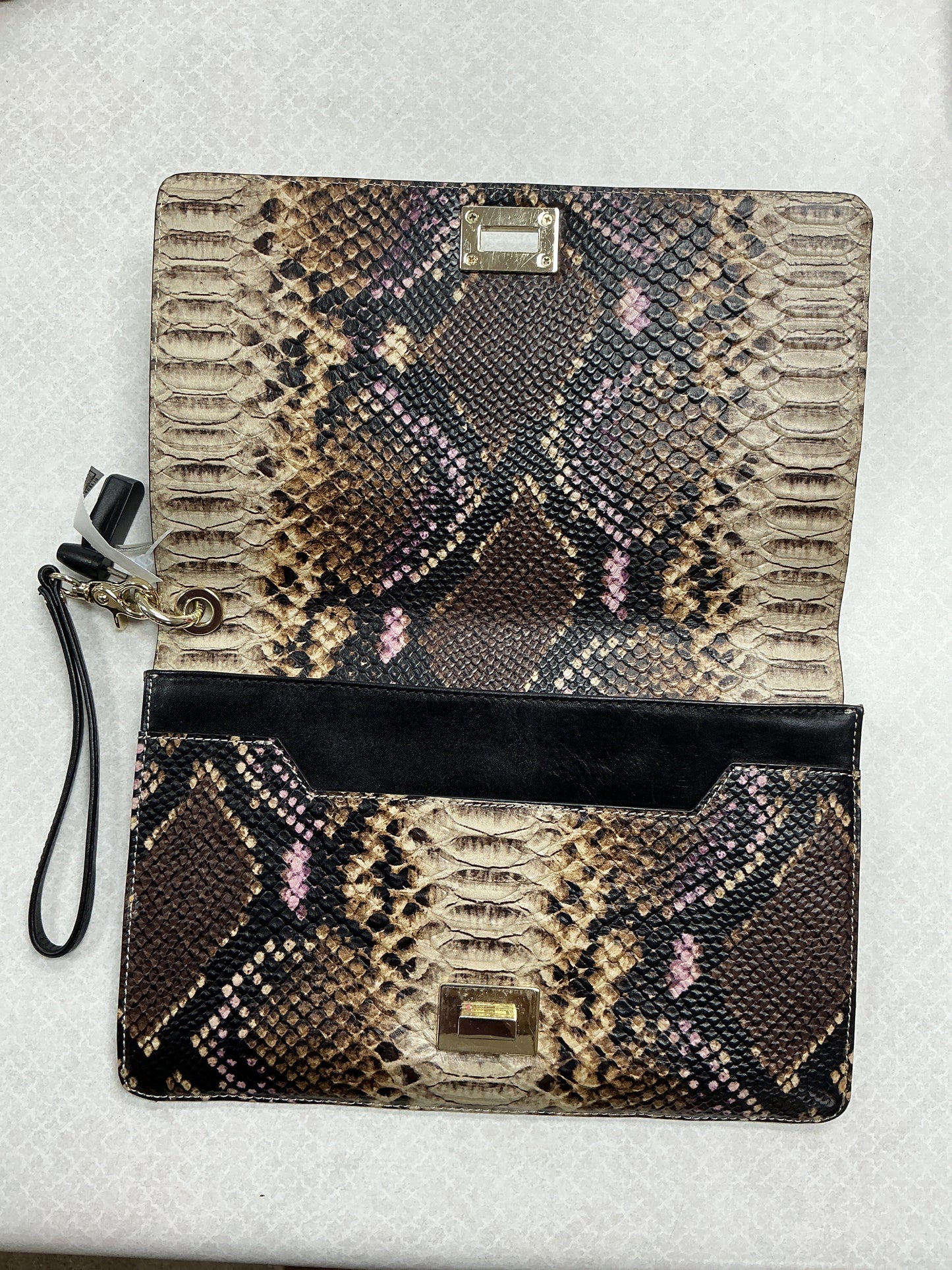 Clutch Designer By Brahmin In Snakeskin Print, Size:Large